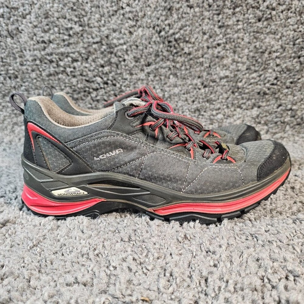 LOWA Shoes Womens 8 Ferrox Pro GoreTex Lo Gray Red Trail Hiking Outdoor Sneakers
